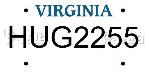 HUG2255 Virginia License Plate