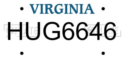HUG6646 Virginia License Plate