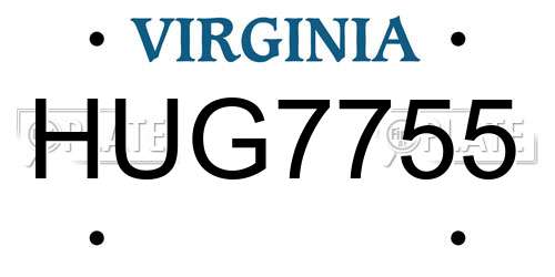 HUG7755 Virginia License Plate