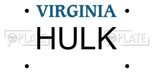 HULK Virginia License Plate