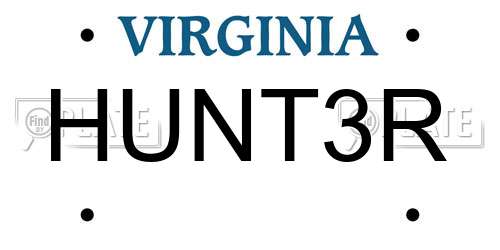 HUNT3R Virginia License Plate