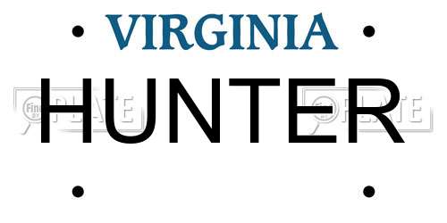 HUNTER Virginia License Plate