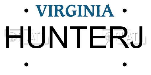 HUNTERJ Virginia License Plate