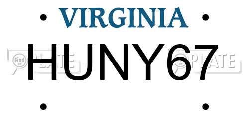HUNY67 Virginia License Plate