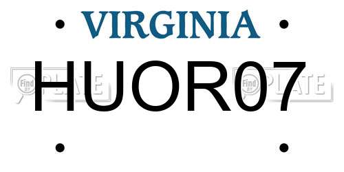 HUOR07 Virginia License Plate
