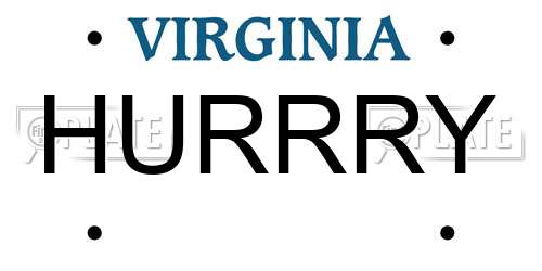 HURRRY Virginia License Plate