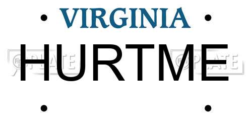 HURTME Virginia License Plate