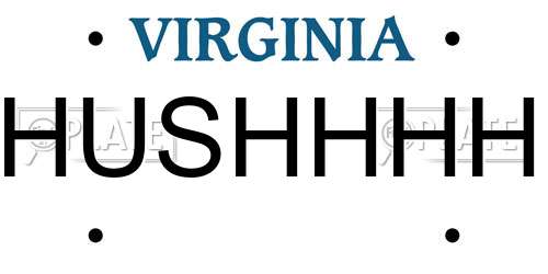 HUSHHHH Virginia License Plate