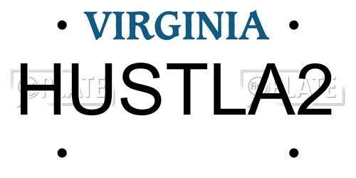 HUSTLA2 Virginia License Plate