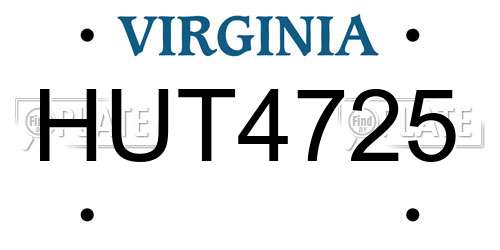 HUT4725 Virginia License Plate