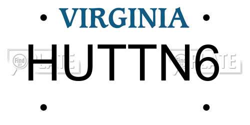 HUTTN6 Virginia License Plate