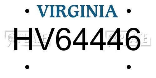 HV64446 Virginia License Plate