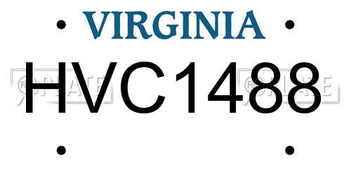 HVC1488 Virginia License Plate