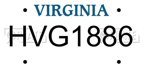 HVG1886 Virginia License Plate
