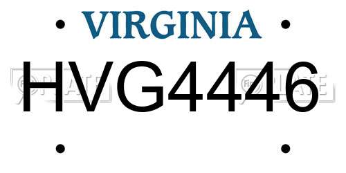 HVG4446 Virginia License Plate