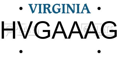 HVGAAAG Virginia License Plate