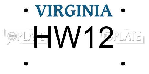 HW12 Virginia License Plate