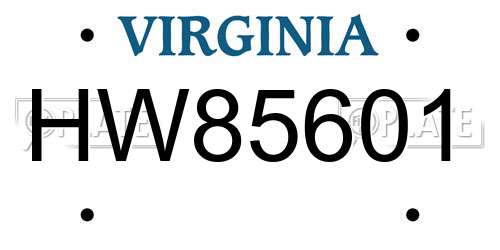 HW85601 Virginia License Plate