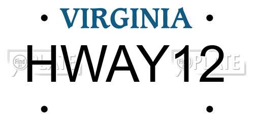 HWAY12 Virginia License Plate