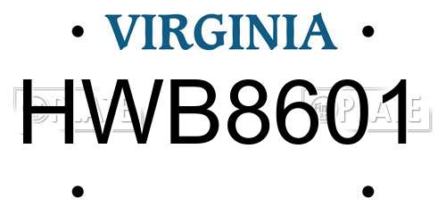 HWB8601 Virginia License Plate