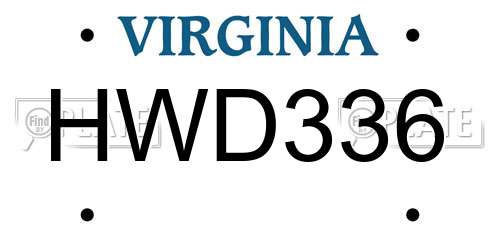 HWD336 Virginia License Plate