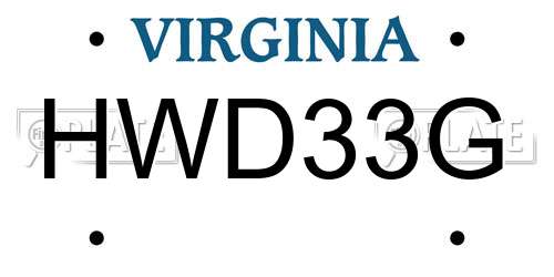 HWD33G Virginia License Plate