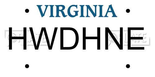 HWDHNE Virginia License Plate