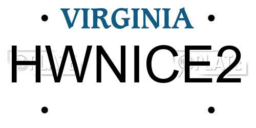 HWNICE2 Virginia License Plate