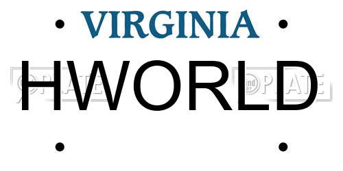 HWORLD Virginia License Plate