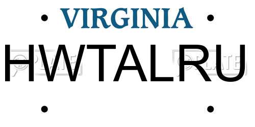 HWTALRU Virginia License Plate