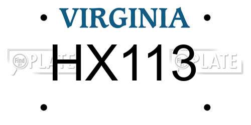 HX113 Virginia License Plate