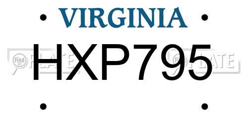 HXP795 Virginia License Plate