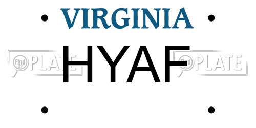 HYAF Virginia License Plate