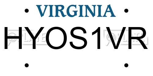 HYOS1VR Virginia License Plate