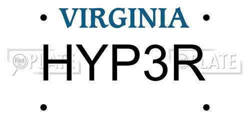 HYP3R Virginia License Plate