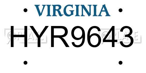 HYR9643 Virginia License Plate