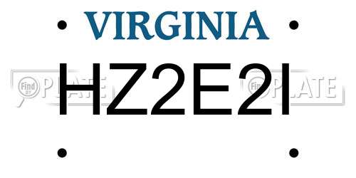 HZ2E2I Virginia License Plate