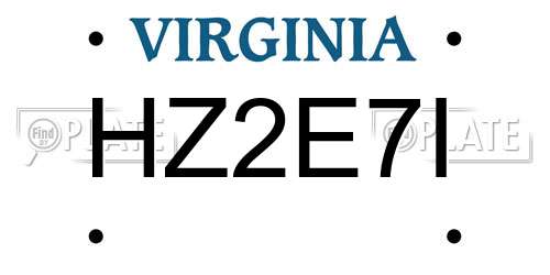 HZ2E7I Virginia License Plate