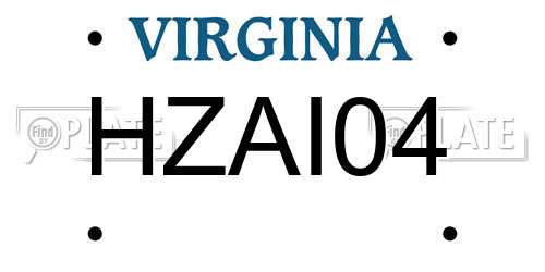 HZAI04 Virginia License Plate