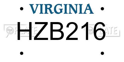 HZB216 Virginia License Plate