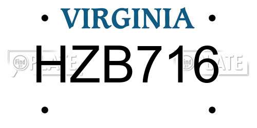 HZB716 Virginia License Plate