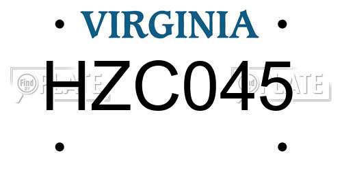 HZC045 Virginia License Plate