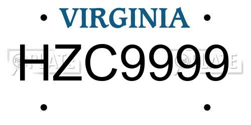 HZC9999 Virginia License Plate