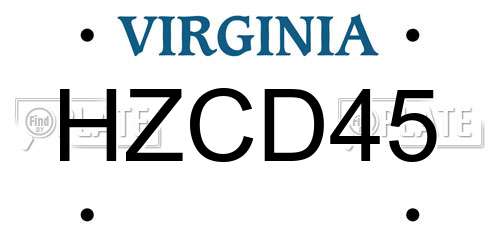 HZCD45 Virginia License Plate