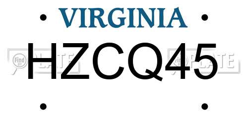 HZCQ45 Virginia License Plate
