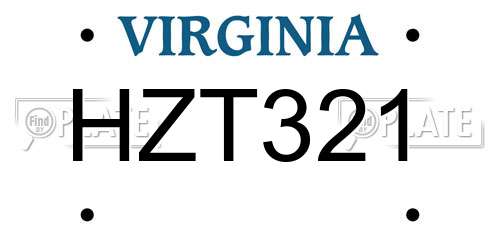 HZT321 Virginia License Plate