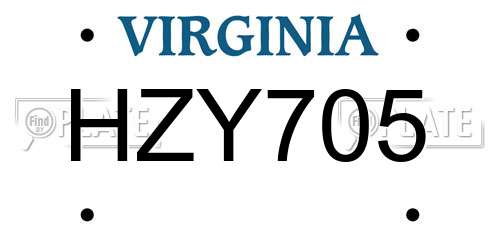 HZY705 Virginia License Plate