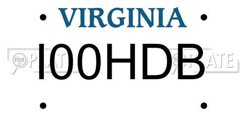I00HDB Virginia License Plate