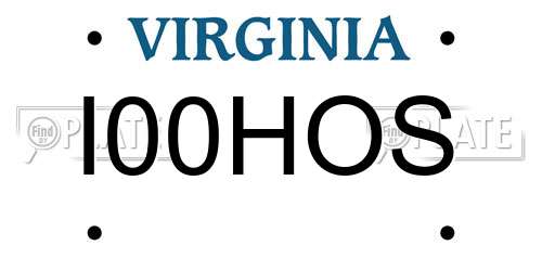 I00HOS Virginia License Plate