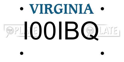 I00IBQ Virginia License Plate